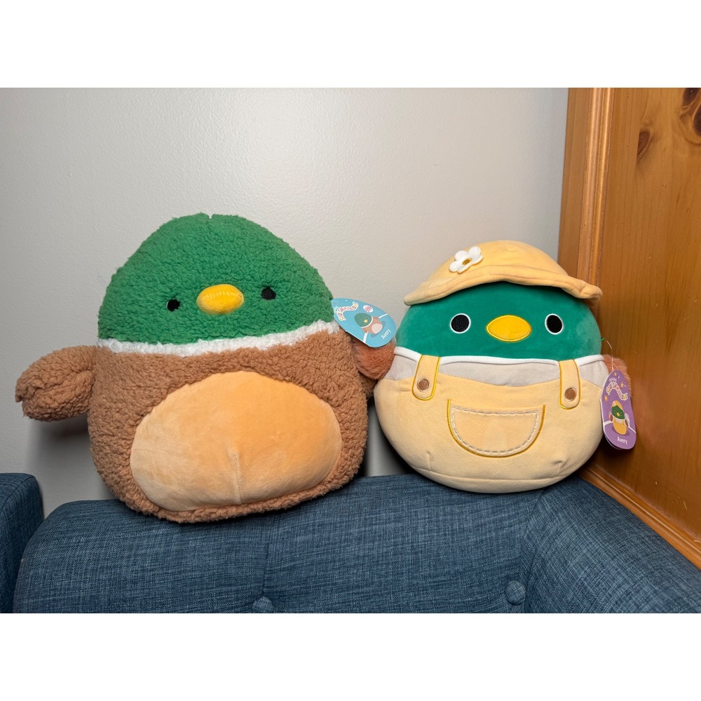 Squishmallows Avery the Mallard Duck Plush Set Fuzz-A-Mallows & Easter Overalls